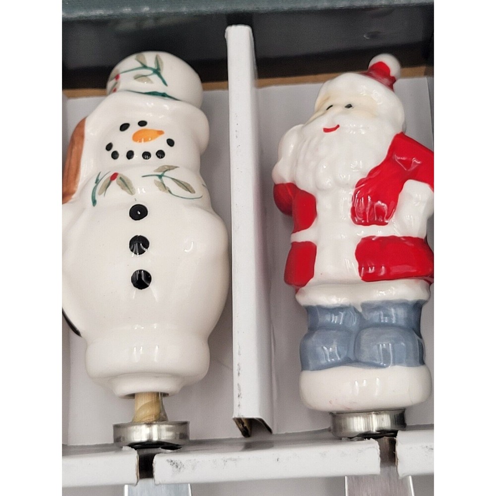Pfaltzgraff Winterberry Christmas Snowman Santa Spreaders Set of 4 in box - Picture 3 of 8